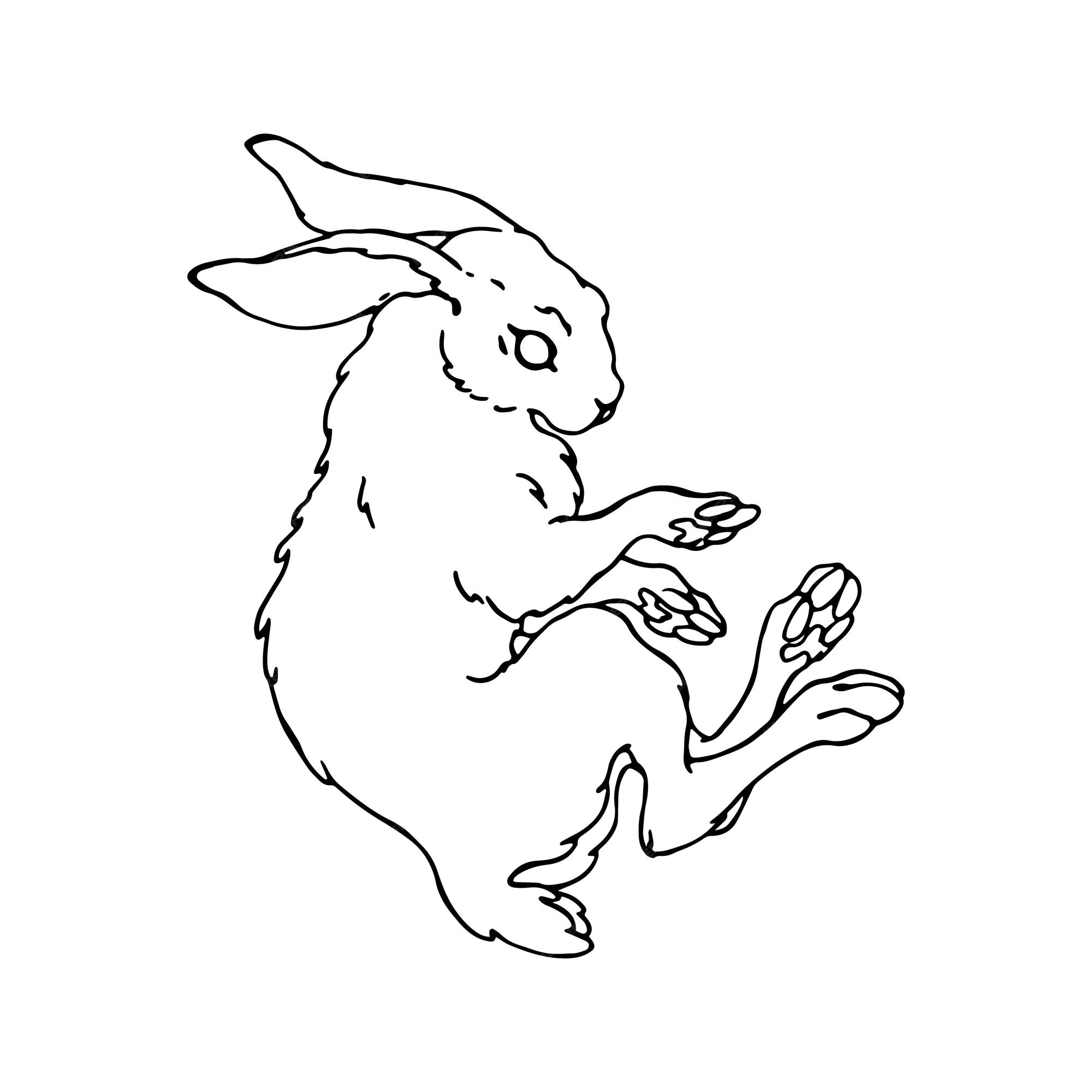 Premium Vector | Rabbit hand drawn in tattoo style. doodle bunny illustration. Premium Vector | Rabbit hand drawn in tattoo style. doodle bunny illustration.