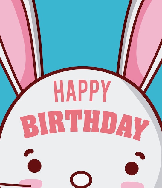 Rabbit happy birthday cute card cartoons 