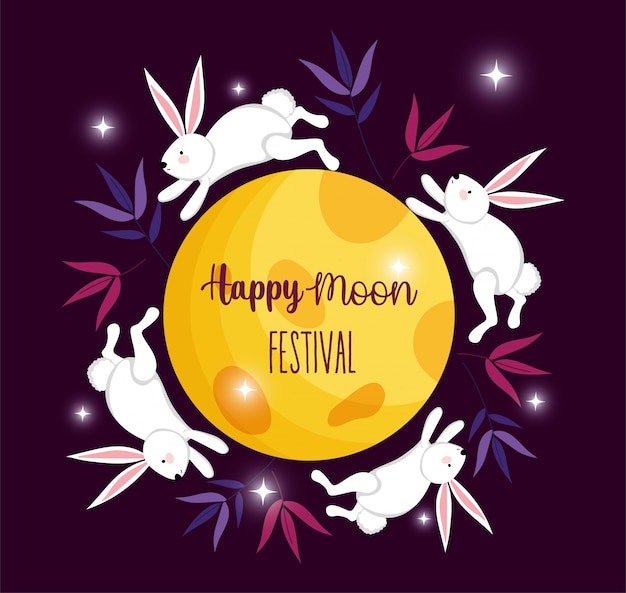 Rabbit happy moon festival image