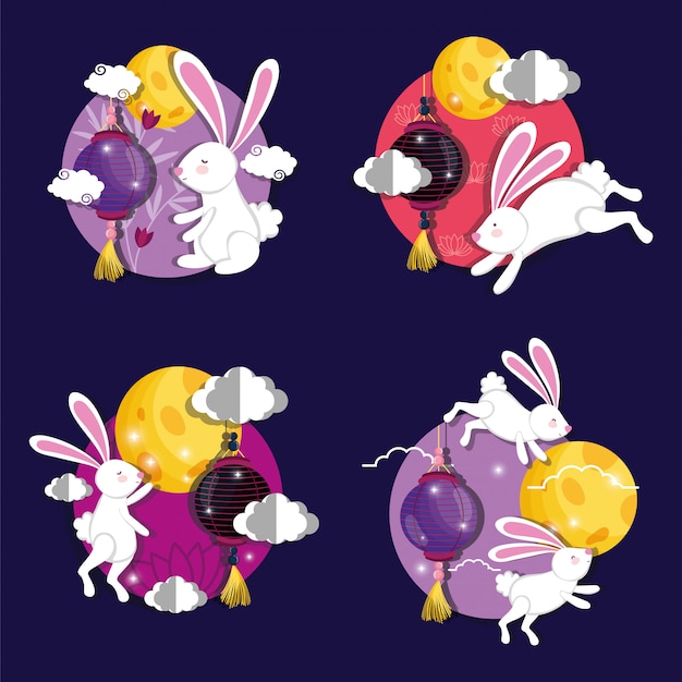 Rabbit happy moon festival image