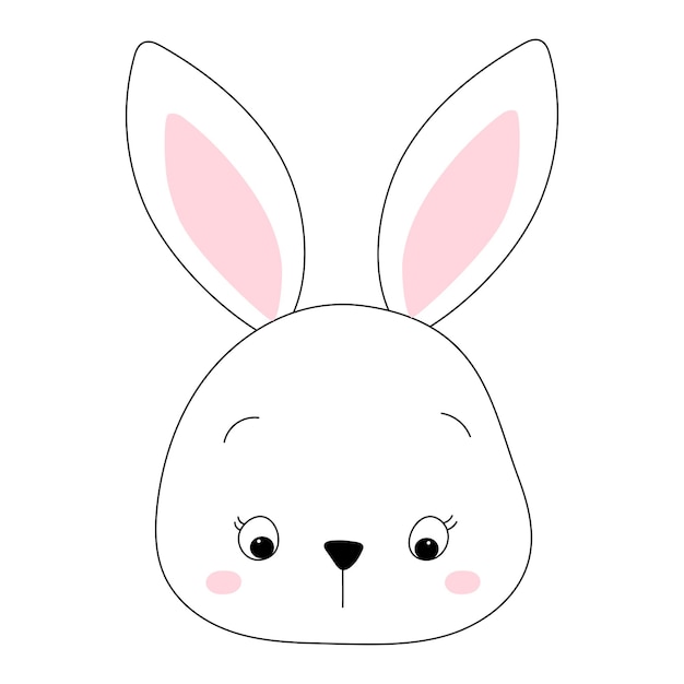 Rabbit hare cartoon portrait sketch outline icon isolated vector