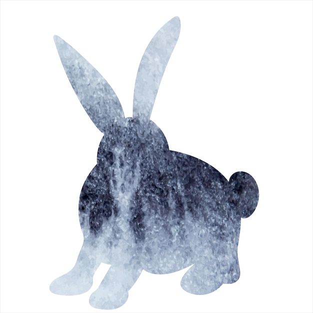 Rabbit hare watercolor silhouette design isolated vector