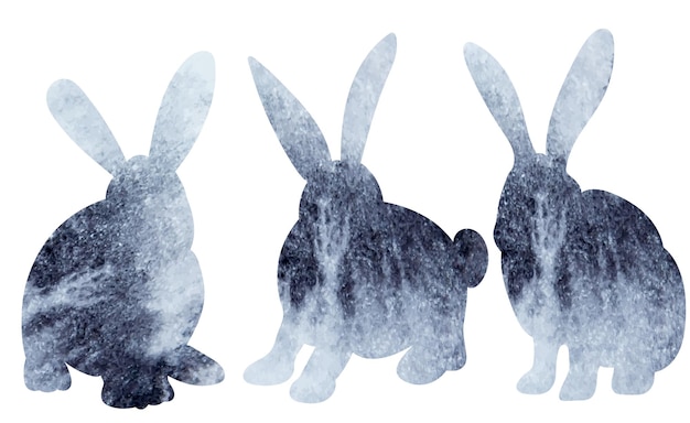 Rabbit hare watercolor silhouette design