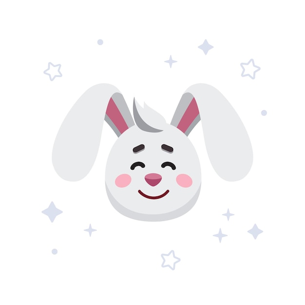 Rabbit head Hare with stars kids illustration print for clothing