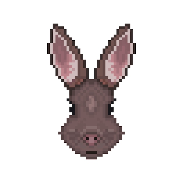 Rabbit head in pixel art style.