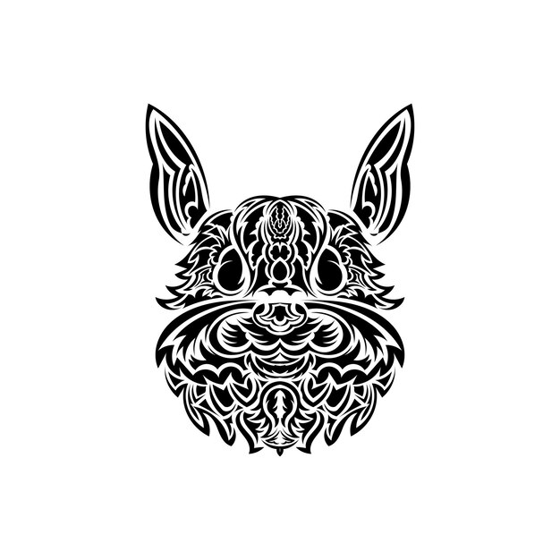 Rabbit head in polynesian style isolated symbol of 2023 handmade