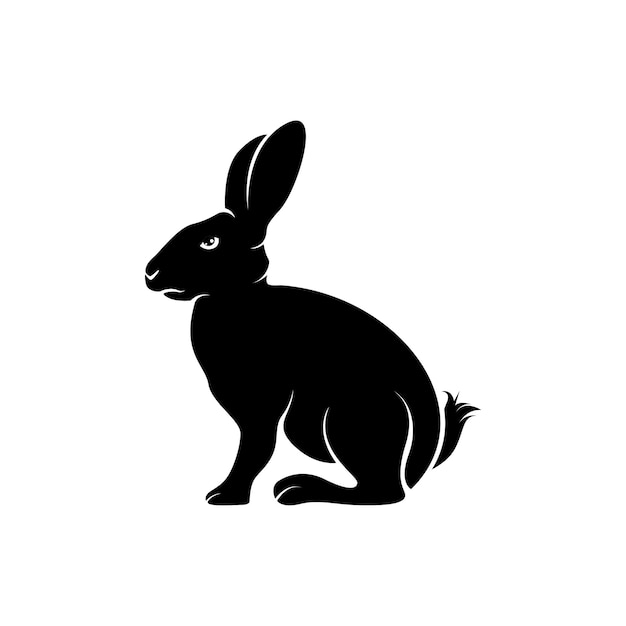 Vector rabbit head silhouette, simple rabbit illustration.