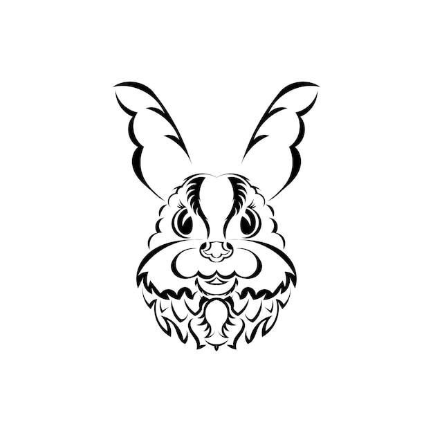 Rabbit head tattoo Isolated symbol of 2023 Handmade