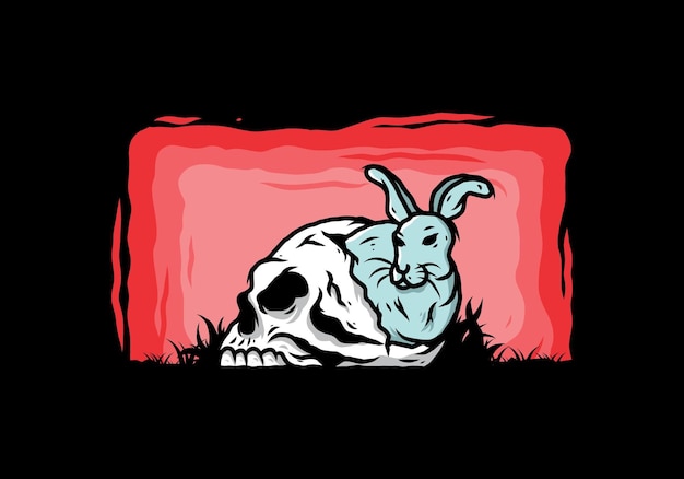 Кролик прячется внутри иллюстрации человеческого черепа