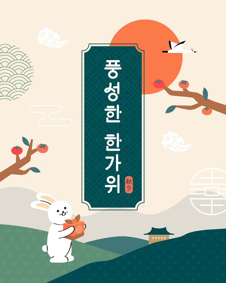 Vector 토끼 는 초원 에서 선물 상자 를 들고 있다