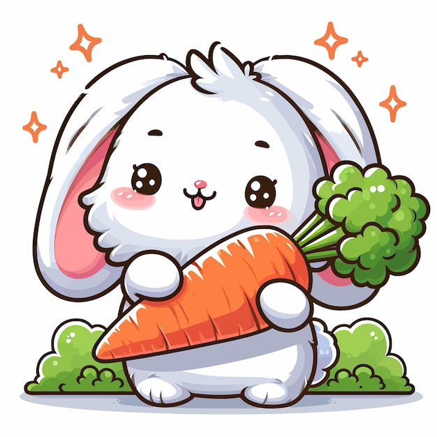 A rabbit holding a carrot