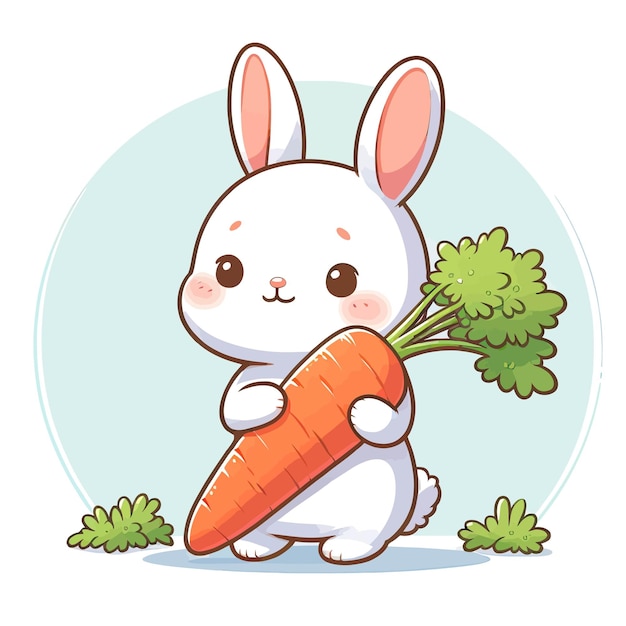 A rabbit holding a carrot