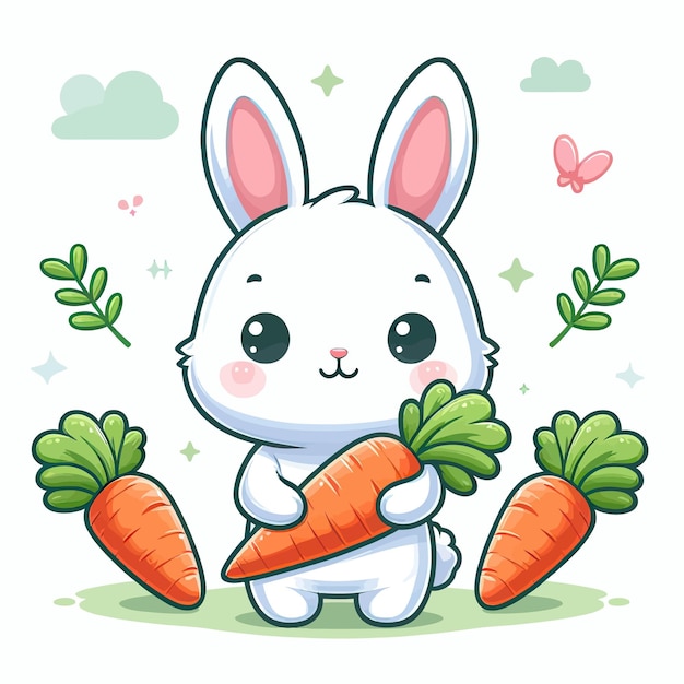 A rabbit holding a carrot