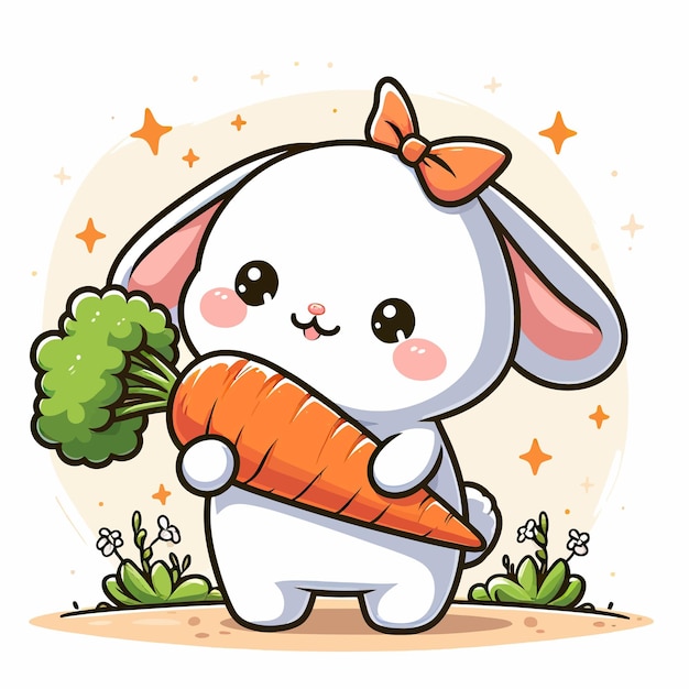 Vector a rabbit holding a carrot