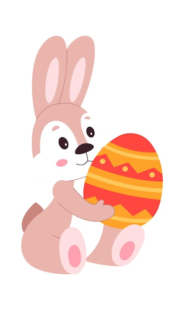 Rabbit holding egg character illustration