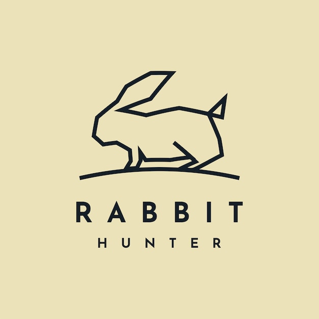 Disegno del modello di logo di cacciatore di conigli