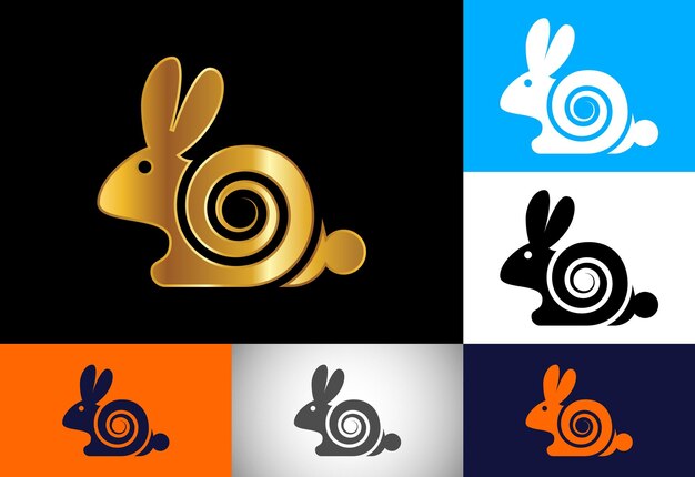 Design del logo dell'icona del coniglio design creativo del logo del coniglio