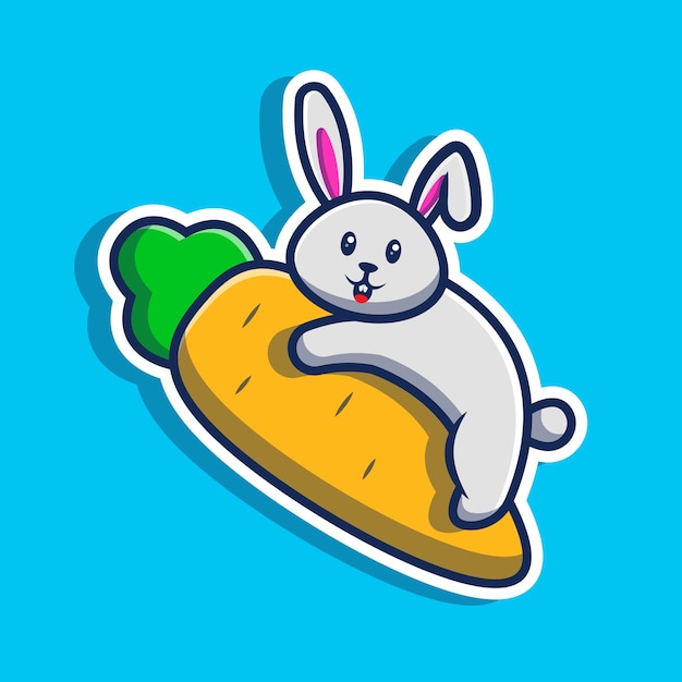 Rabbit illustration. Cute rabbit with carrot vector illustration