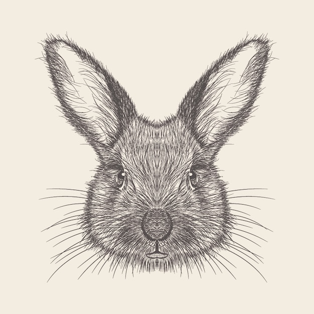 Rabbit Illustration of hand drawn design.