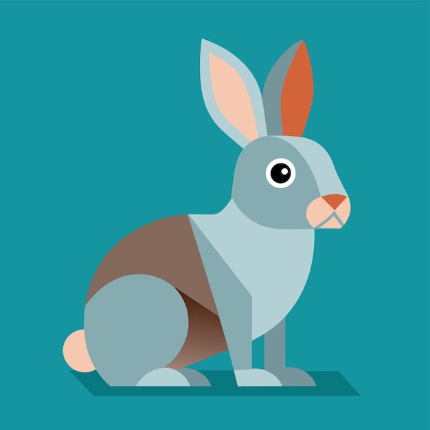 A rabbit is seated on a plain blue surface in this minimalist vector illustration Webinar Simple and minimalist flat Vector Illustration