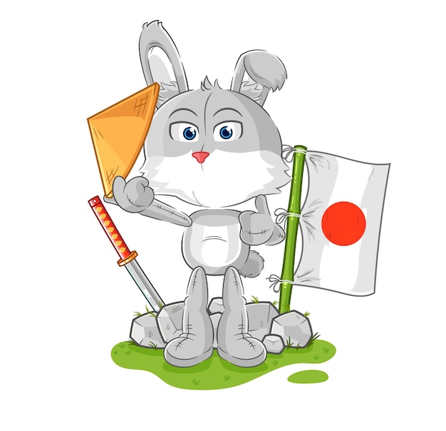 Rabbit japanese vector cartoon character