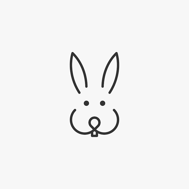Vettore design del logo della linea rabbit semplice