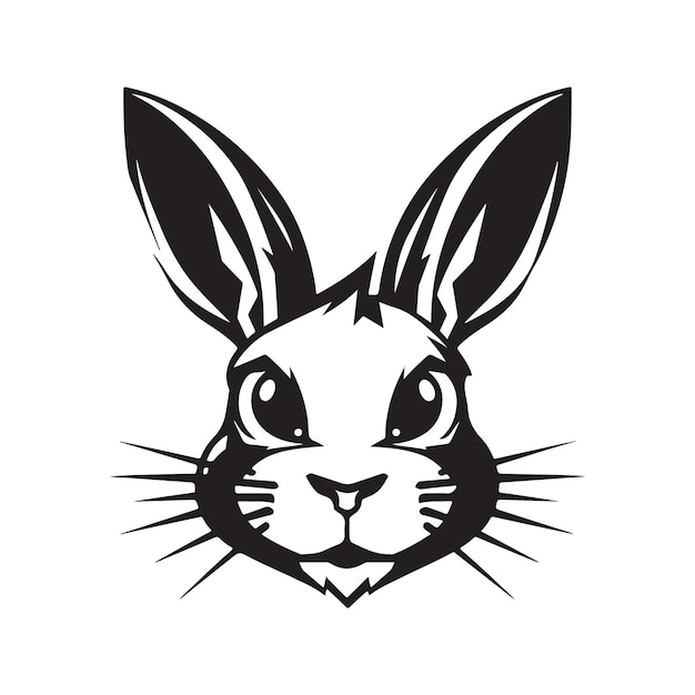 Rabbit logo concept black and white color hand drawn illustration