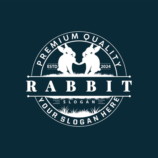 Vettore rabbit logo design cute coniglietto semplice silhouette animale modello di illustrazione