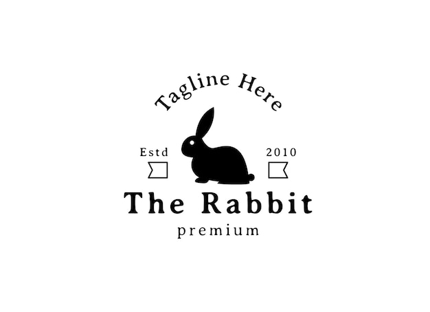 Rabbit Logo Design Template Icon Retro Vector Illustration