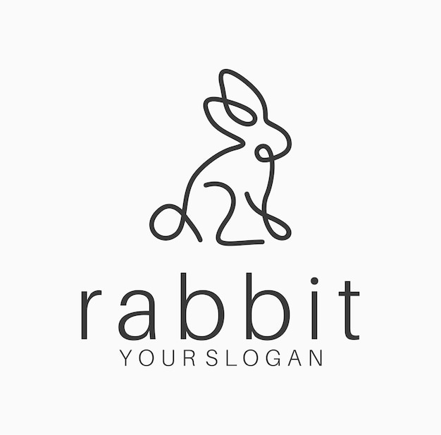 토끼 로고 라인 아트 아이콘 디자인 서식 파일