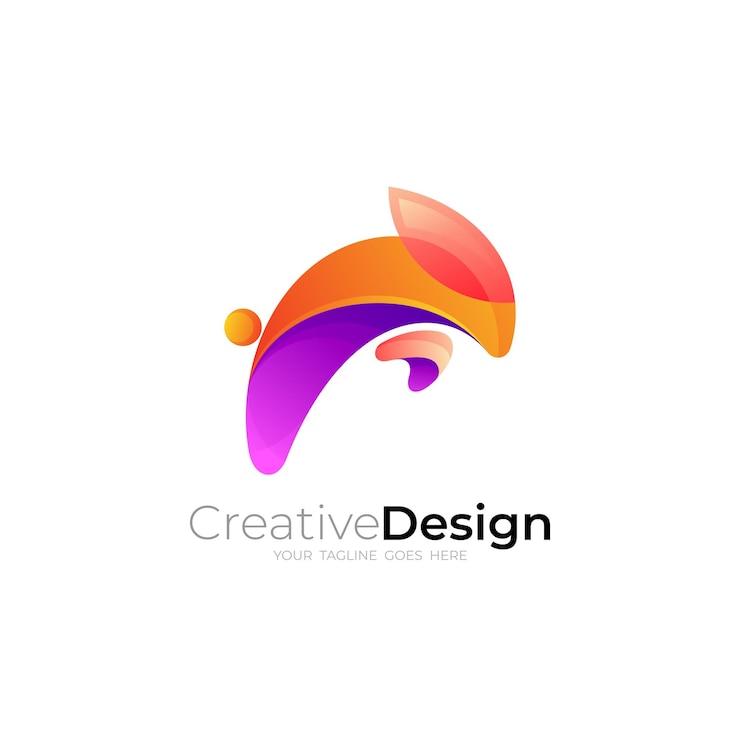 Vector rabbit logo with colorful design vector 3d colorful