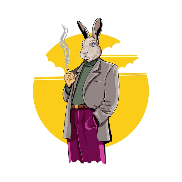 Vector rabbit mafia-illustratie