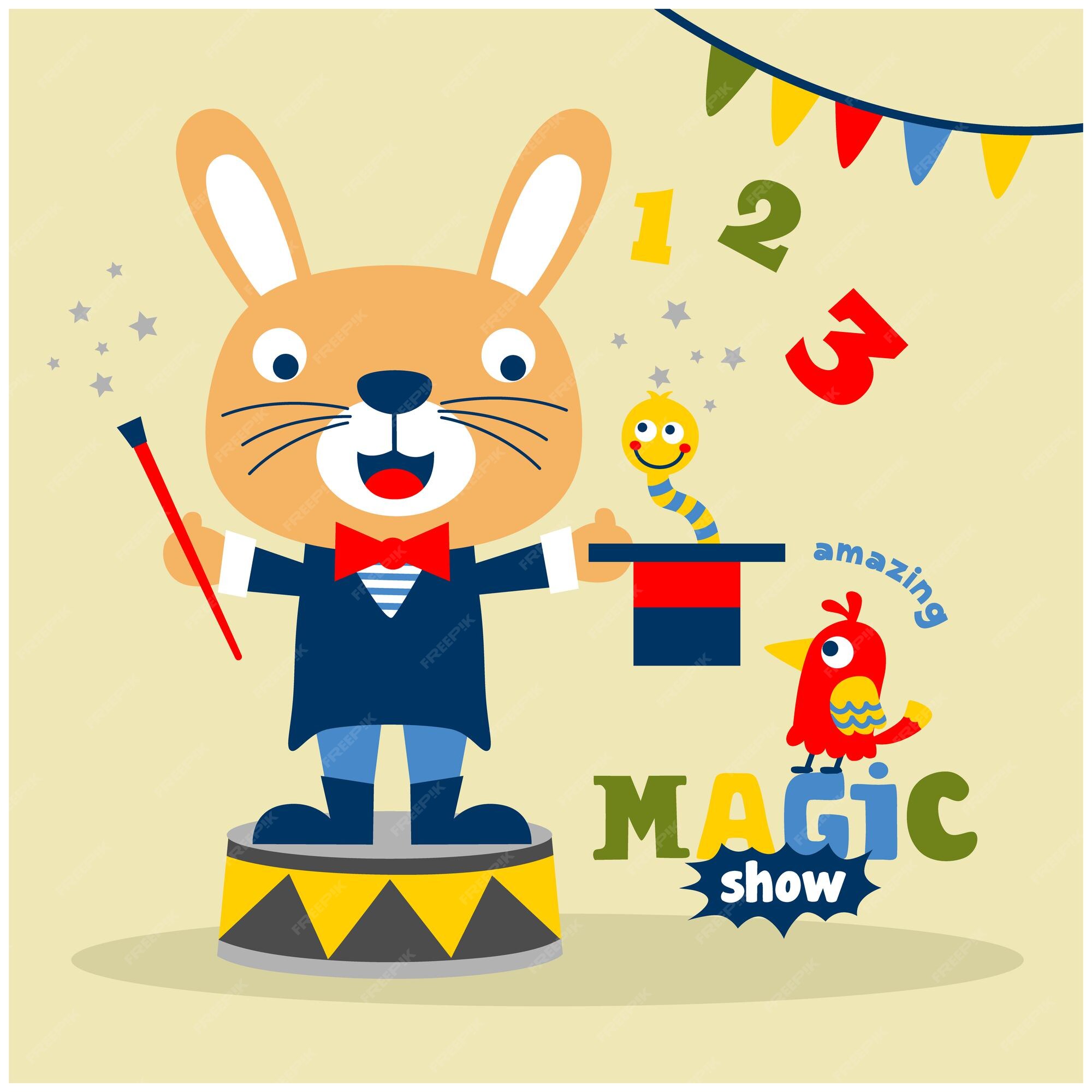 Premium Vector | Rabbit the magician funny animal cartoon