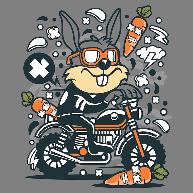 Rabbit Motocrosser Cartoon