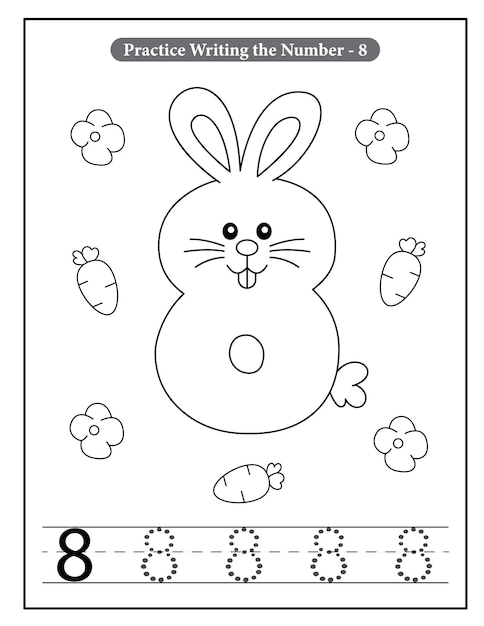 ベクトル 幼児のためのウサギの数の着色のページ