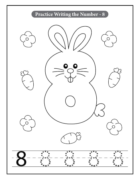 Vector rabbit number coloring pages for toddlers