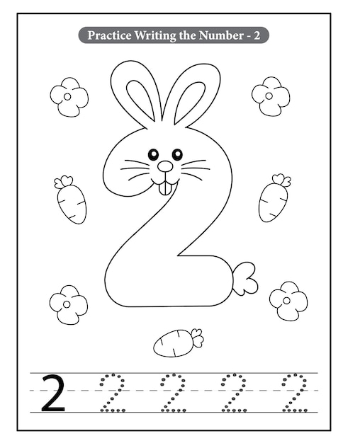 Rabbit number coloring pages for toddlers