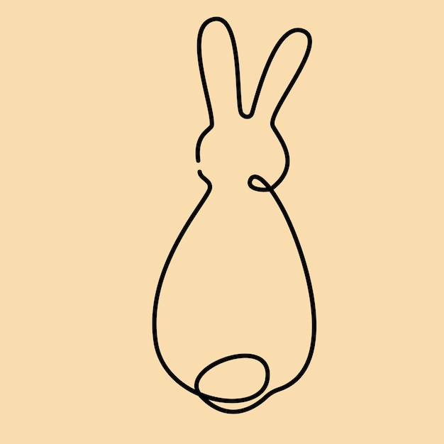 Rabbit one line art bunny continuous contour Animal symbol of 2023 by Chinese horoscope Simple minimalist design Vector illustration new year