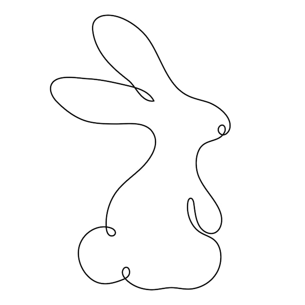 Vector rabbit one line drawing, continuous line art, simple minimalistic design. editable stroke.