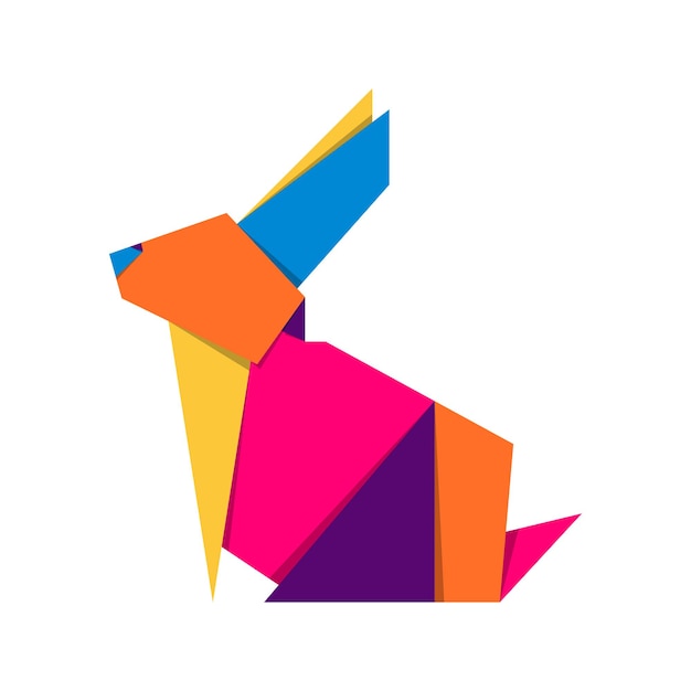 Rabbit origami. abstract colorful vibrant rabbit logo design. animal origami. vector illustration