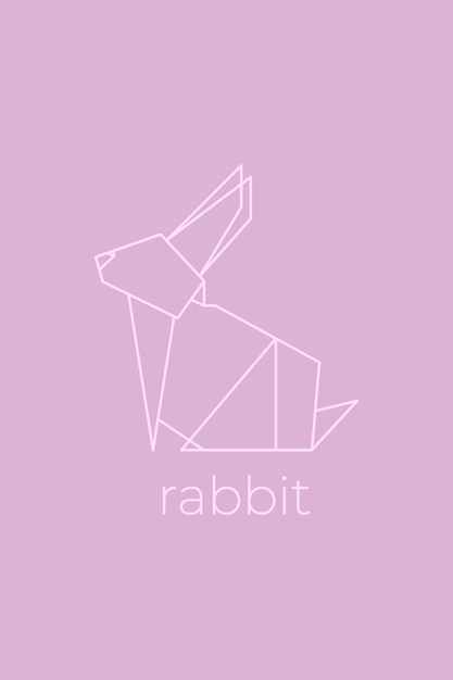 Rabbit origami abstract line art rabbit logo design animal origami animal line artpet shop outline illustration vector illustration