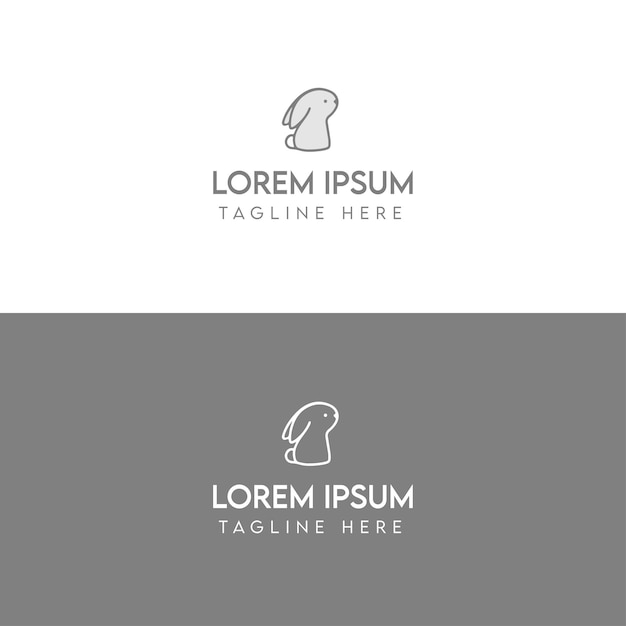 Rabbit Outline Logo Design Template