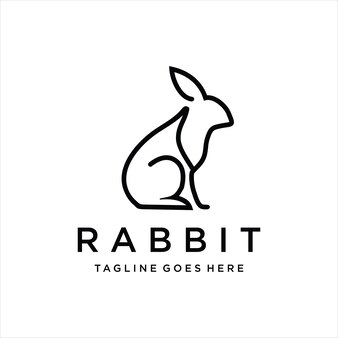 Кролик наброски простой дизайн логотипа значок премиум