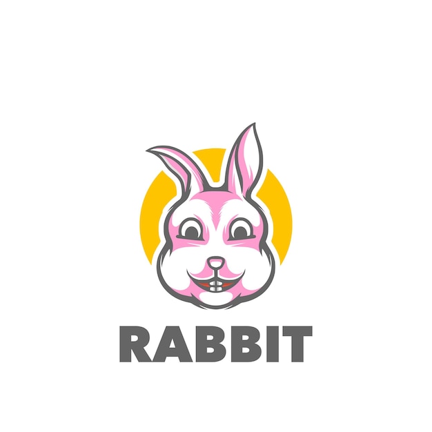 Rabbit pink head simple cartoon