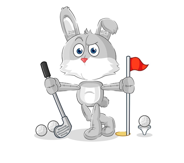 Rabbit playing golf vector cartoon character