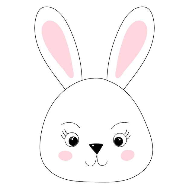 Rabbit portrait character sketch outline icon isolated vector