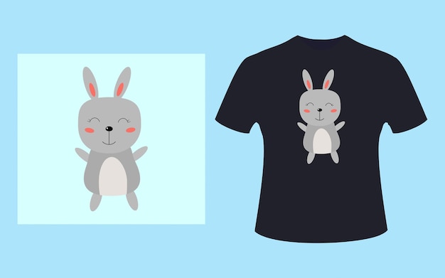 Vector rabbit print t shirt design vector illustration