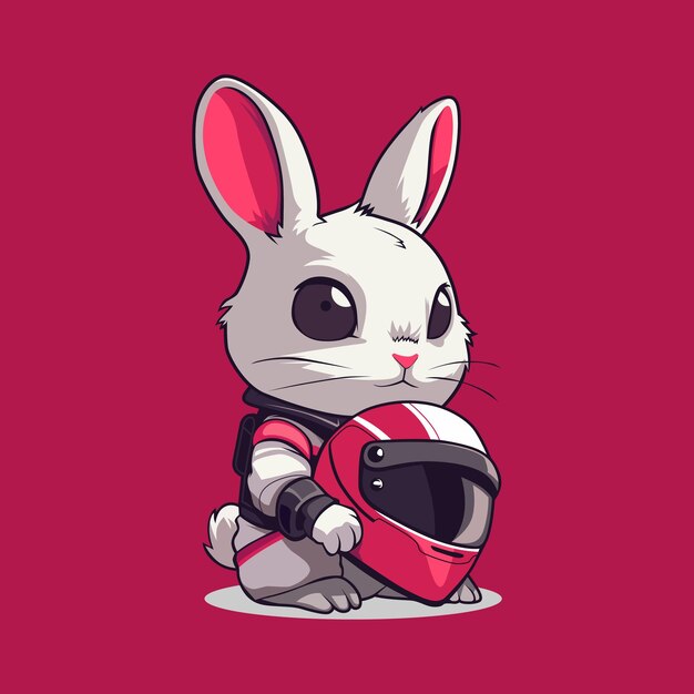rabbit racer cute cartoon illustrations