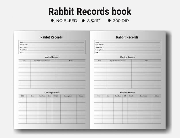 Rabbit Records Book Or Note Book Kdp Interior