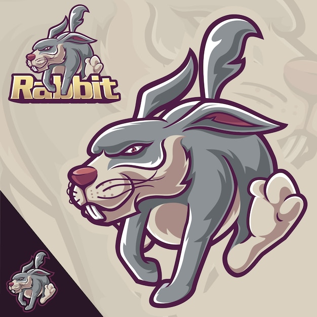 Logo rabbit run mascot sport